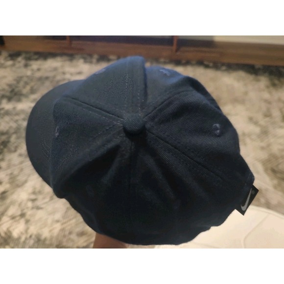 Vintage 90s Nike Spell Out Embroidered Swoosh SnapBack Hat Blue Yellow - Picture 8 of 13